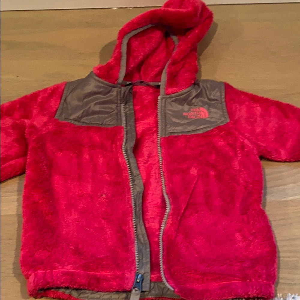 Girls 3T pink North Face fleece hooded jacket